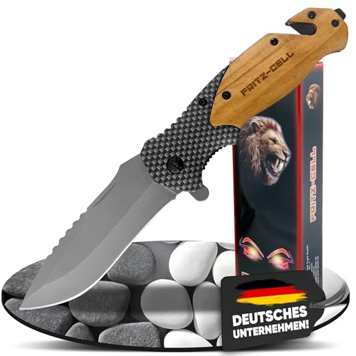 fritz-cell Klappmesser Zweihandmesser Survival Taschenmesser Outdoor Messer Holz S81 mit Glasbrecher und Gurtschneider fritz-cell Klappmesser Zweihandmesser Survival Taschenmesser Outdoor Messer Holz S81 mit Glasbrecher und Gurtschneider