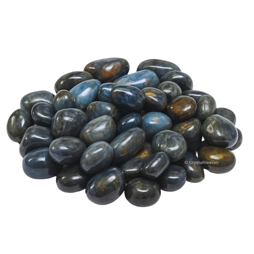 Image of Certified Blue Sapphire Crystal Healing Tumbled Stone, Natural Polished Crystals for DIY Crafts, Manifestation, Meditation, Pooja Feng Shui and Reiki Healing (30 Grams)
