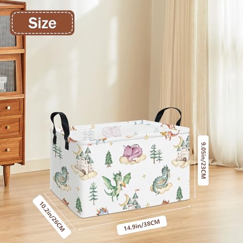 Image of Rectangular Dragon Storage Basket | Fabric Organizer Bin for Books,Clothes,Gifts,Pets-Perfect for Home,Office,Nursery,Dorm,Shelf(Rec-dragon )