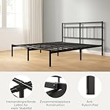 Zinus Elias Bettgestell 90 x 200 cm mit Vintage Kopfteil - Metallbett 90x200 mit Metall-Lattenrost - 30 cm Hohe Plattform mit Freiraum Darunter - Kein Boxspringbett Erforderlich - Schwarz