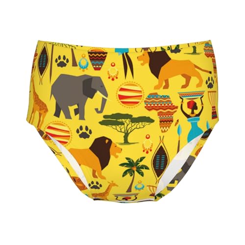 African Ethnic With Stylized Icons Girls' Underwear Soft Cotton Little Girls Panties Comfort Briefs