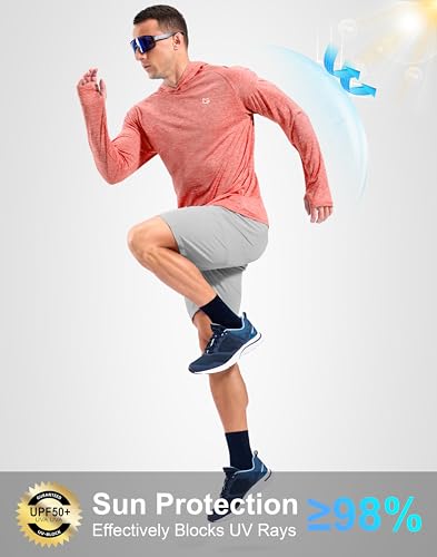 Image of Men's Sun Protection Hoodie Shirts Long Sleeve UPF 50+ Swim Shirts for Men Rash Guard Fishing Shirt Quick Dry