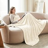 CozyLux Kuscheldecke Flauschig Decke Klein - Flanell Sofa Decke 130 x 150, Weiche Fleecedecke für Couch, Warme Wohndecke für 4 Jahreszeiten, Leicht Sofa Überwurf, Blanket 130x150 cm, Creme