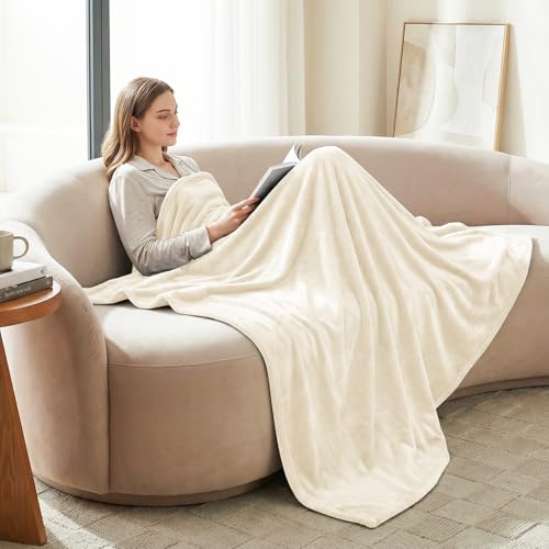 Miniatura 8 de Cozylux Manta De Forro Polar De Franela 260gsm, Manta Matrimonial 220 X 240 Cm, Manta Peluda Para Sofá Cama Matrimonial King 240x220, Funda De Sofá De Microfibra Cálida Y Suave - Blanco Crema