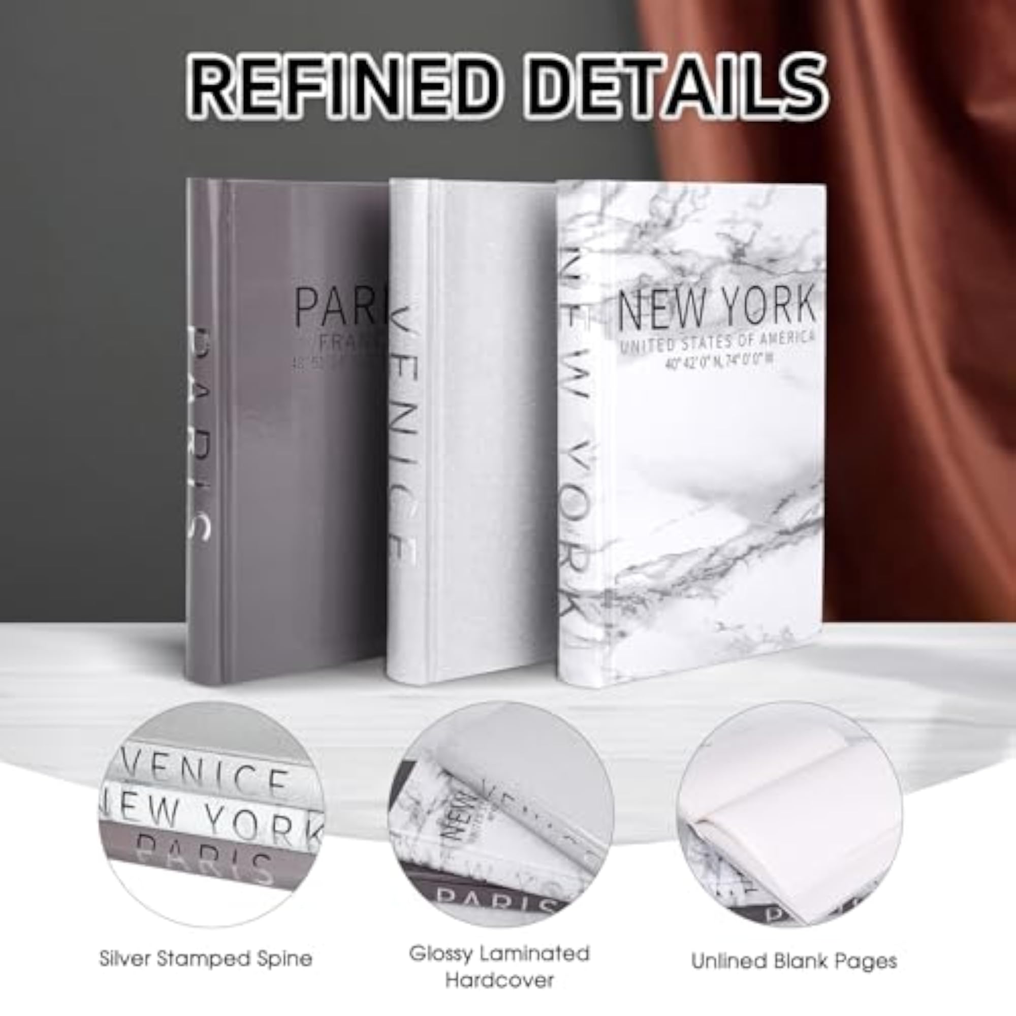 Set of 3 Decorative Books for Home Decor