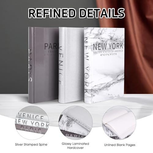 Livres décoratifs feuille d'argent lot de 3 pour table basse