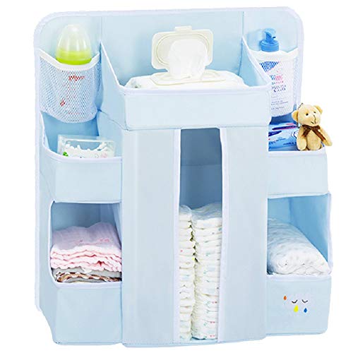 Organizador de pañales para bebé, apilador de pañales grande, almacenamiento para cambiar mesa, cuna, jugar, pared o regalo para recién nacido, color azul