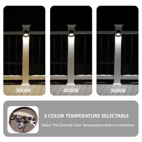 Image of Low Voltage Deck Lights Outdoor with 3 CCT Selectable | 3W 12V LED Low Voltage Post Fence Stair Lights Wired Outdoor, Surface Mount, IP65 Waterproof, Aluminum, Brown, Pack of 6