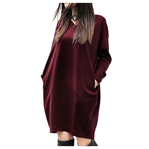 ZANZEA Vestidos Sudadera Mujer Cuello V Manga Larga Otoño Jerseys de Punto Mujer Largos Casual Tallas Grandes 02-Rojo Vino S