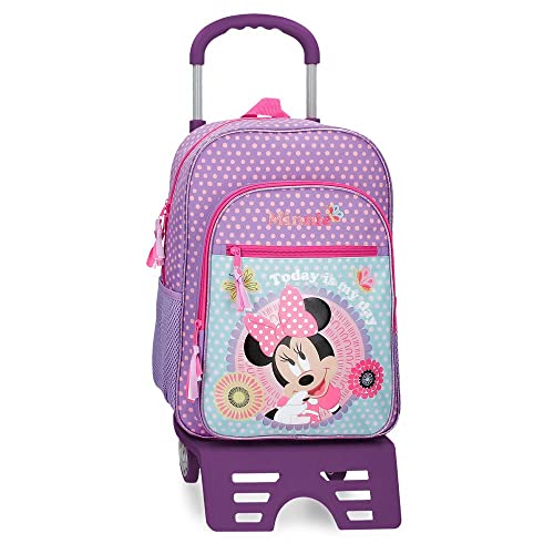 Disney Minnie Today Is My Day Mochila Con Carro Morado 30X40X13 Cms Poliéster 17,16L