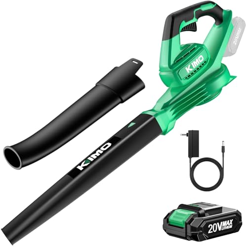 K I M O. Leaf Blower Cordless with Battery and Charger, Extension Tube, 200 CFM 170 MPH Lightweight Cordless Leaf Blower, 2000mAh Battery Operated Leaf Blowers for Lawn Care, Yard | Patio | House