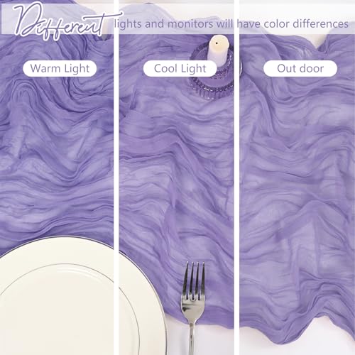4 Pack Lavender Cheesecloth Table Runner 17x108 Inch Boho Gauze Cheese Cloth Table Runners Romantic Rustic Semi Sheer Table Decor for Wedding Baby Shower Birthday by STRCOZY - Image 4