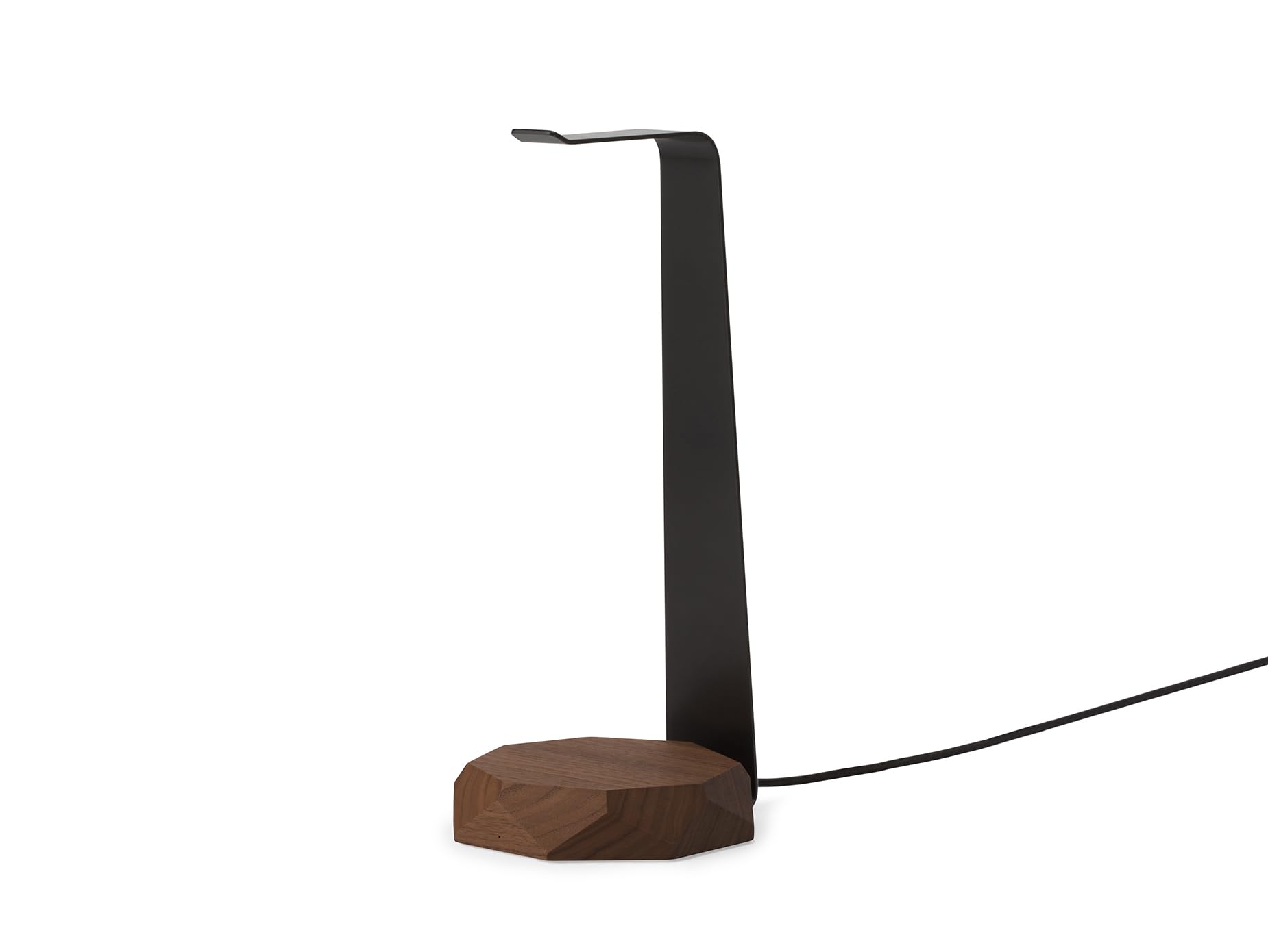 Oakywood 2-in-1-Kopfhörerständer mit Kabellosem Ladegerät aus Holz - Handgefertigter Headset-Halter und Ladegerät 15-W-Ladegerät - Stahl und Naturholz Walnuss