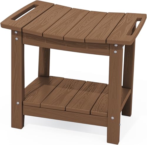 SERWALL Shower Bench, 18" Shower Stool for Inside Shower, HDPE Waterproof Shower Seats for Adults with Storage Shelf & Handles, 360 lbs Capacity- Brown by SERWALL - Used condition - US$35.57