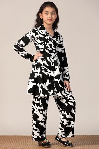 Image of Fashion Dream Girl's Rayon Abstract Printed Clothing Set|Co-ord Set|Casual Wear|Coordinate Outfit for Girls