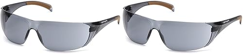Carhartt Billings - Paquete de gafas de sol de seguridad con lente antivaho gris  patillas grises, lente gris
