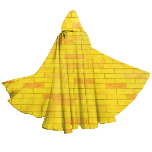 YETTA YANG Brick Road Gold Yellow Halloween Hooded Robe Cloak for Women Holiday Party Hoodies Cape Men Cosplay Costumes