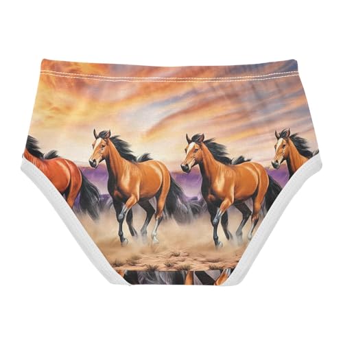 Flower Girls Underwear Toddler 2t Cotton Panties for Girl Wild Horses Running Dusty Kids Briefs Undies2