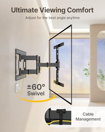 Image of monTEK 1.1 inch Ultra Slim TV Wall Mount for 37-75 Inch TVs, 132lbs Heavy Duty, 4X Weight Tested, Full Motion Articulating Bracket, Max VESA 400x400mm, Fits 16 /18 inch Studs