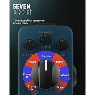 Donner Pédale à Effet Modulation 7-Mode Chorus, Phaser, Tremolo, Rotary, Vibrato, Flanger, Bleu - Les Beatles, Paul McCartney, John Lennon, RIngo Starr, George Harrison Donner Pédale à Effet Modulation 7-Mode Chorus, Phaser, Tremolo, Rotary, Vibrato, Flanger, Bleu – Image 2