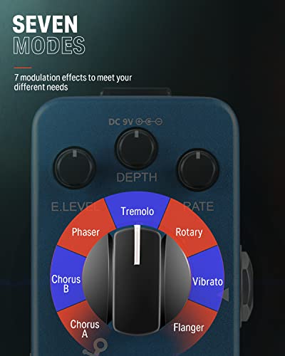 Donner Pédale à Effet Modulation 7-Mode Chorus, Phaser, Tremolo, Rotary, Vibrato, Flanger, Bleu - Les Beatles, Paul McCartney, John Lennon, RIngo Starr, George Harrison Donner Pédale à Effet Modulation 7-Mode Chorus, Phaser, Tremolo, Rotary, Vibrato, Flanger, Bleu – Image 3