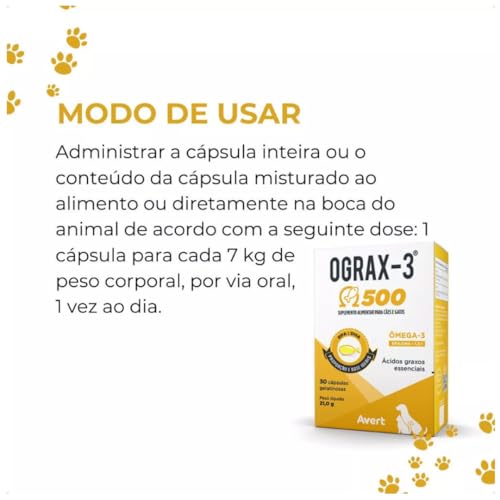 Combo 2x Ograx 500 Ômega-3 Para Cães e Gatos 30 Cápsulas Suplemento Avert