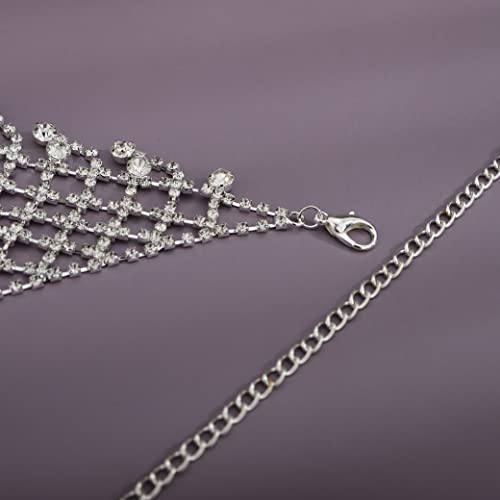 Yertter YERTTER-NECKLACE-23-1-2.2 Dainity Full Rhinestone Chunky Chain Diamond Silver Chain Collar Statement Tassel Crystal Choker Necklace Adjustable thumb #4