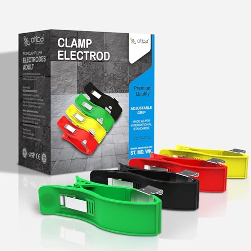 Image of OTICA ECG, EKG Clamp Electrode Premium Quality Universal Limb Electrodes for Adults Set of 4 Suitable for All Types of ECG Machines