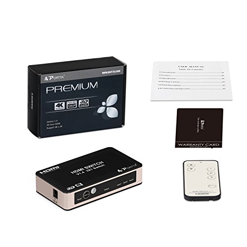 Portta 4PET0301SC V1.4 3 Port HDMI Switch with IR Remote 3D 4Kx2K(340MHz)