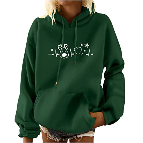 Weihnachtsshirt Damen Hoodie Elegant Weihnachtspullover Langarm...