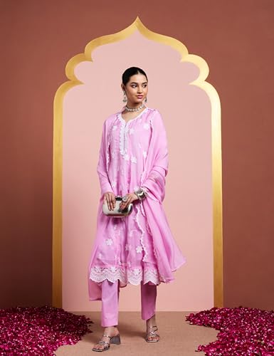 Image of Amazon Brand - Myx Women Kalidar Embroidered Kurta Set (Available in Plus Sizes)