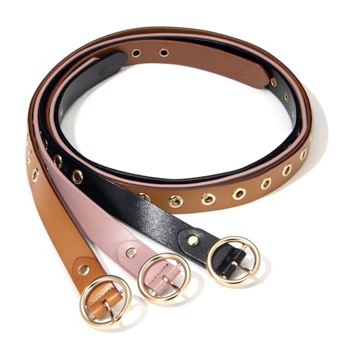 Casual Eyelet Genuine Leather Belts with Gold Buckle Fashion Belt for Jeans Pants4
