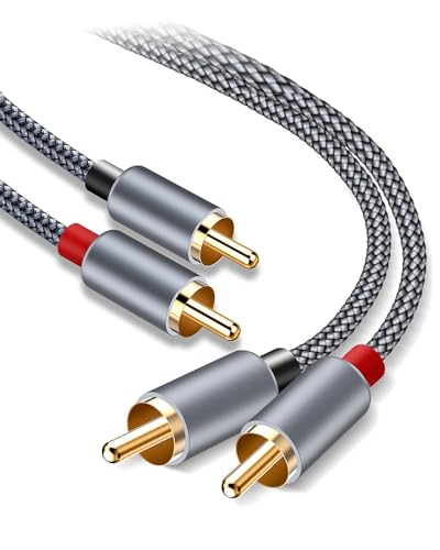 Oupdate 2 Piezas Cable Audio RCA 1m con Conectores Macho-Macho 24K Oro Doble Blindaje Cable RCA a Jack Coaxial Audio Digital para Subwoofer Amplificador Home Cinema Estéreo Alta Fidelidad