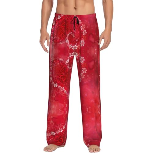 Pantalon de pyjama pour homme EdWal : cadeau idéal motif cœur pour la Saint-Valentin noir taille S