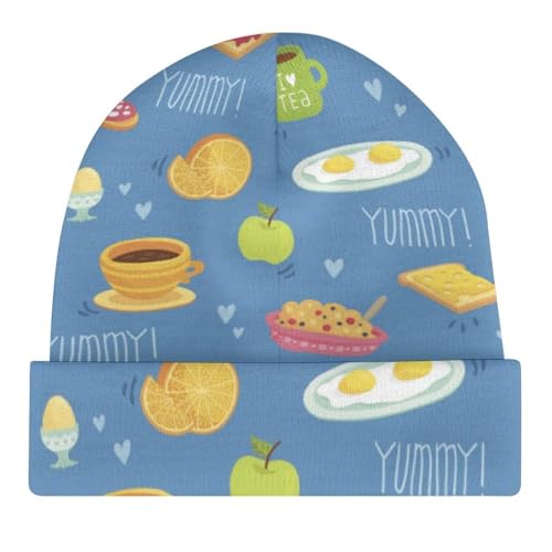 Avocado Sandwich Drink Pattern Kids Beanie Hat for for Girls Boys Children Cap Winter Knitted Chemo Cancer Headwear Accessories Gifts Decoration Black4