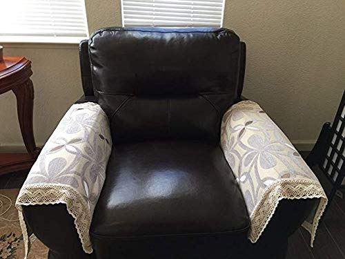 Octorose ® Chenille Lace Sofa Arm Covers (Grey, 2Pc-26X26-Sofa Arm Cover) #TOP3
