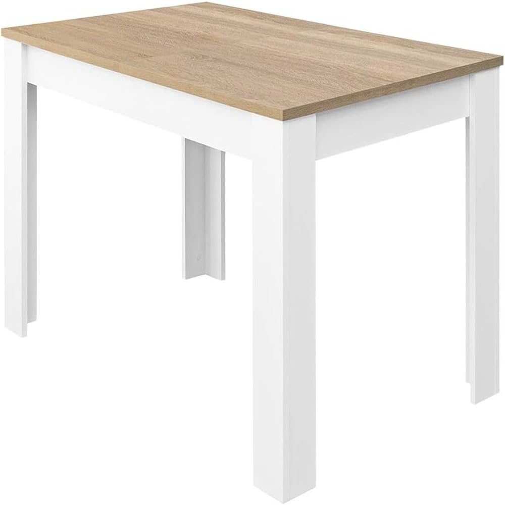 Habitdesign Mesa de Comedor Extensible, Mesa salón o Cocina, Acabado en Color Blanco Artik y Roble Canadian, Modelo Kendra, Medidas: 140-190 cm (Largo) x 90 cm (Ancho) x 78 cm (Alto)
