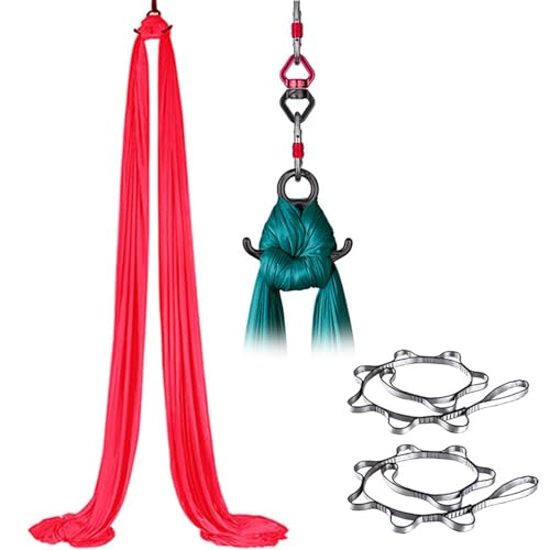 Aerial Silks - Hamacas de yoga con conector giratorio de 360°, telas de baja elasticidad para principiantes, baile en casa, gimnasia en interiores