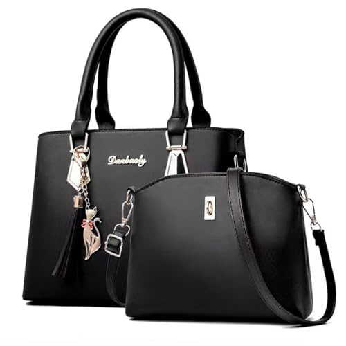 HOMTERN Set di borsa tote da donna in pelle e borsa a tracolla, grande borsa da lavoro ed elegante borsa a tracolla in pelle PU di alta qualità, fibbia decorativa staccabile multifunzionale per