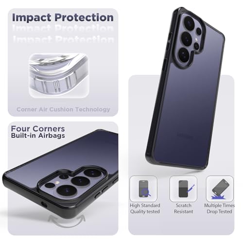 Image of RIGGEAR Shockproof Clear Hybrid Armor Back Cover Case Compatible with Samsung Galaxy S26 Ultra (Clear-Black TPU Bumper with Transparent PC)