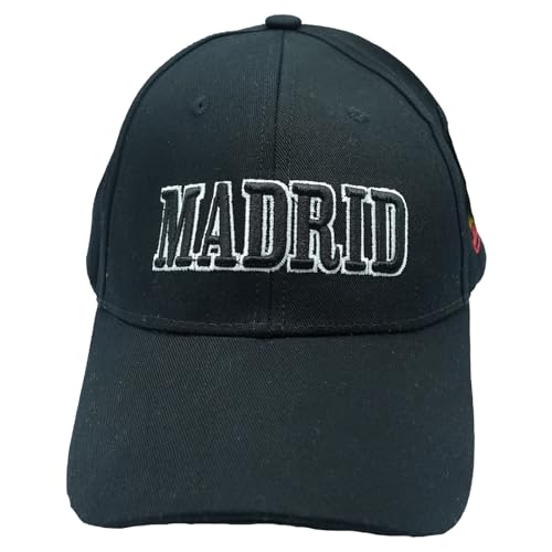 Genérico Gorra Estilo España con Bandera Lateral – Ajustable – Unisex – 5 Colores – Material Acrílico (FR/ES, Letras, Talla única, Negro)