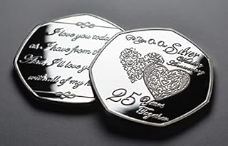 The Commemorative Coin Company On Our 25th SILVER WEDDING ANNIVERSARY Commemorative. Gift/Present Husband/Wife. 50 Years Together. Love/Celebration/Marriage