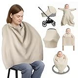 Muslin Cotton Nursing Cover Up for Baby Breastfeeding - Soft & Breathable Privacy Nursing Cover with Wide Neckline for Baby & Mom, Multi-use Breastfeeding Nursing Covers for Car Seat, Shopping Cart