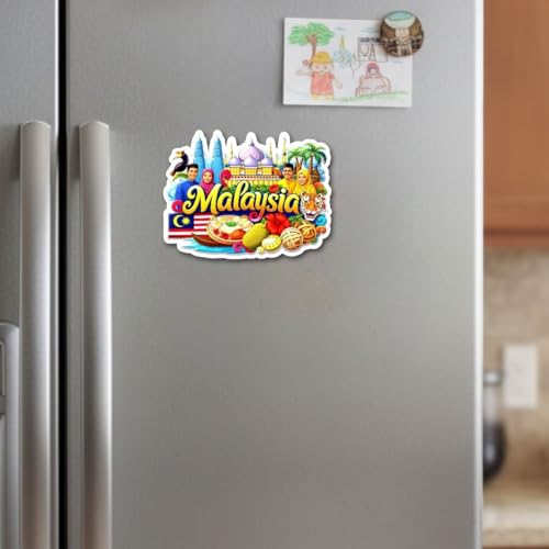Image of Country Malaysia Theme Wooden Fridge Magnet for Refrigerator | Malaysia Printed Decorative Magnet for Home Kitchen Decor | Travel Souvenir Gift Fridge Decoration Item(Malaysia)