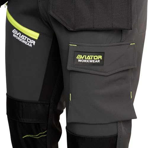 Waterproof Softshell Cargo Trousers Safety Outdoor Work Wear Bottom Pants Internal Knee Pad Pockets, Warm, Windproof & Water-Resistant Fabric (Grey 36) - Image 3