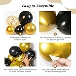 FOTIOMRG Black and Gold Balloons Garland Arch Kit, 5 10 12 18inch Black Gold Confetti Latex Balloons for 2025 Graduation New Year Anniversary Birthday Party Decorations - Image 3