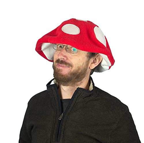 Handmade Fleece Mushroom Hat (Red Standard)