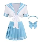 Cute JK Uniform Set Sweet Sailor Collar Striped Skirt Matching Bow Tie School Uniform