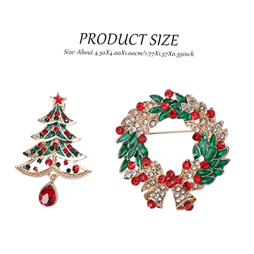 Christmas Jewelry Gifts Brooch 2Pcs Brooch Rhinestone Jewelry Set De Para Xmas Crystal Pin Christmas Decoration Xmas Rhinestone Brooch Metal Breastpin Christmas Suit Accessory #TOP3