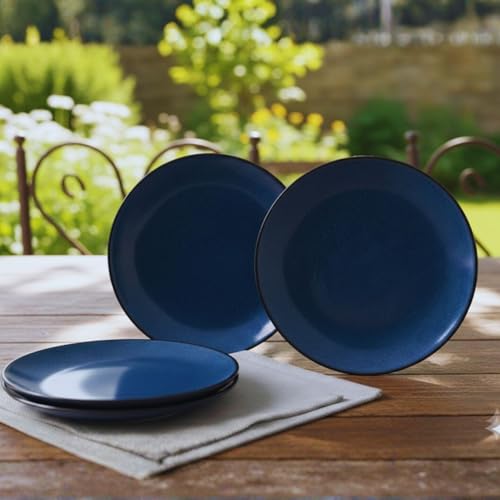 Image of Freakway Elegant Ceramic Round Quarter Plate Set, Midnight Blue, 7.5 Inch, Glossy Finish, Set of 4, Ideal for Parties and Daily Meals